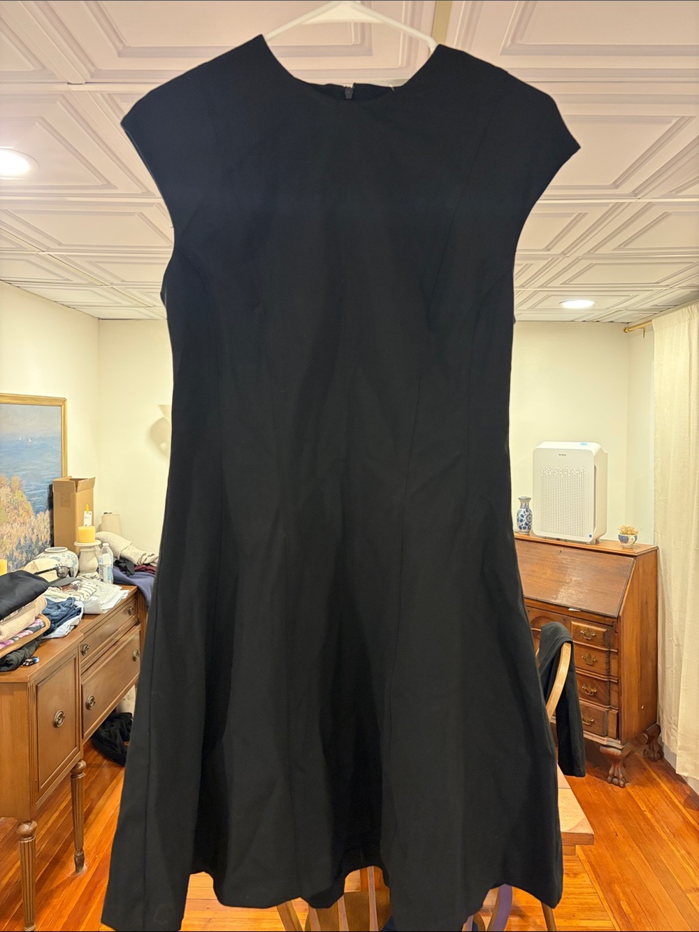 H&M Black Cap Sleeve Midi Dress